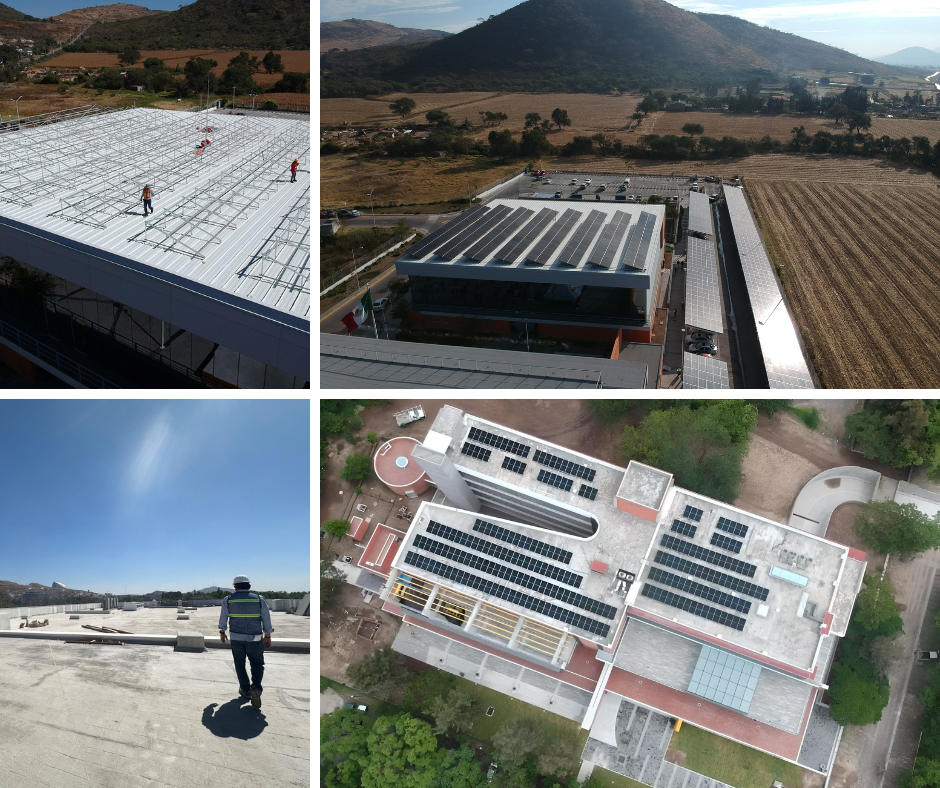 Instalación de paneles solares en edificio industrial